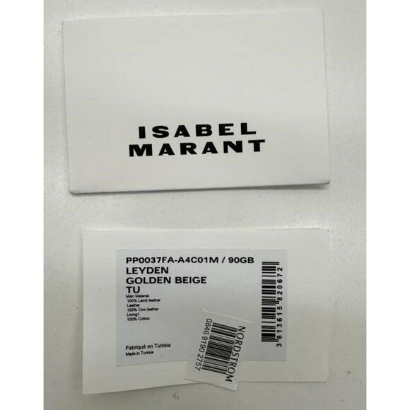 Isabel Marant Leyden Shoulder Bag Genuine Leather Golden Beige Brown Designer - Picture 12 of 13